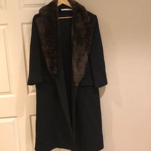 Black and brown long winter coat